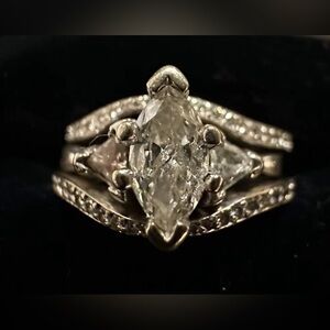 Stunning .51 ct. Marquis diamond ring with two custom bands